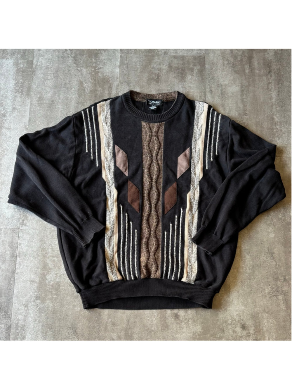 Vintage Tosani 3-D Knit Sweater Mens XL Made in Canada